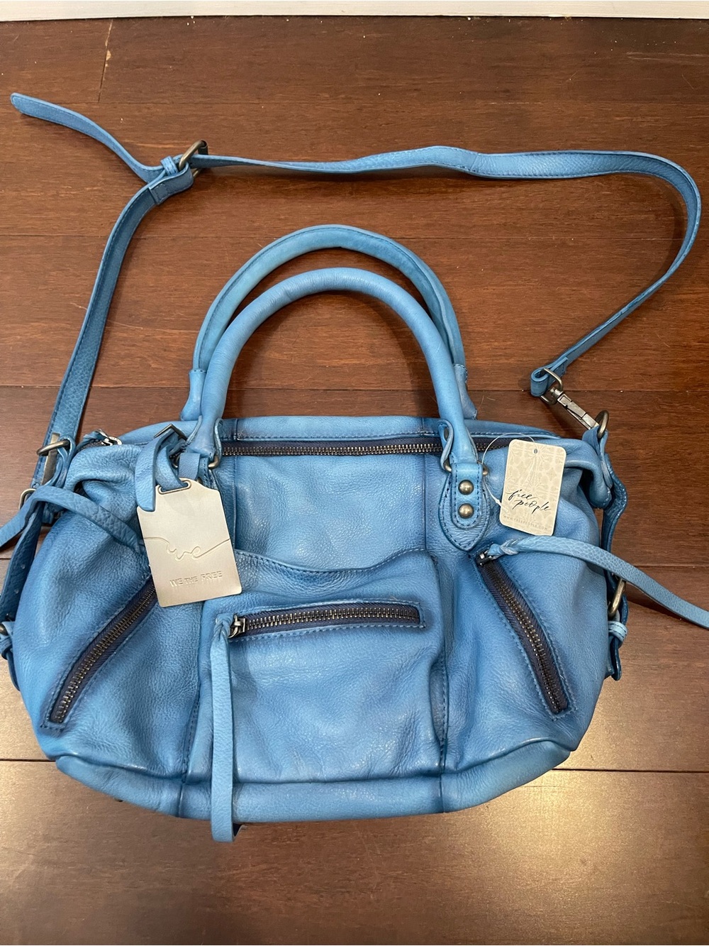 nwt free people we the free baby emerson tote santorini blue - Picture 2 of 5